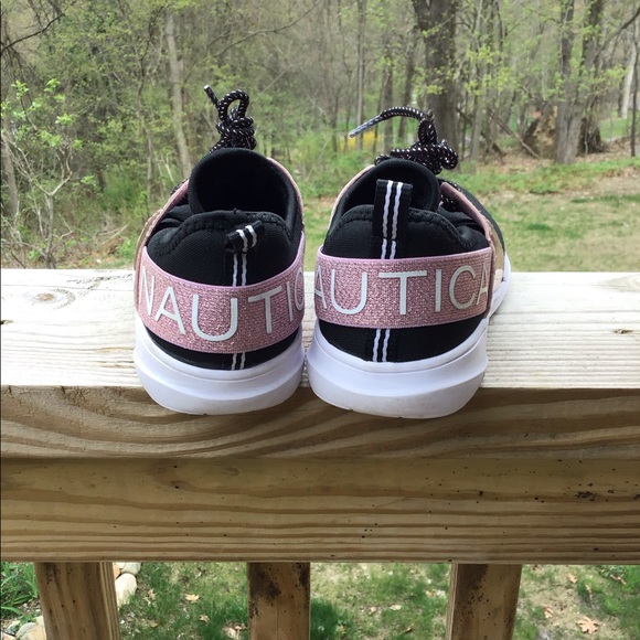 Nautica Kids Girls Pink/Black Metallic Sneaker  Athletic Running Shoes Sz 2 - Picture 10 of 14